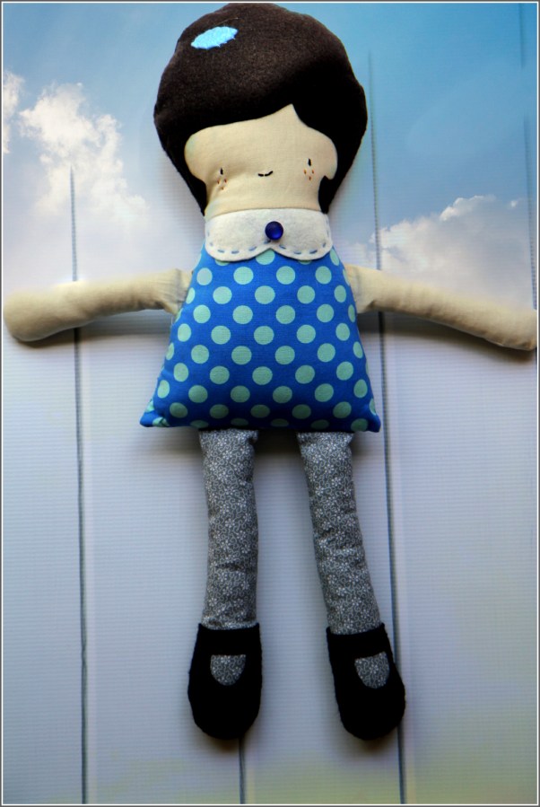 Brown Haired Doll Front, Sewn in Vermont